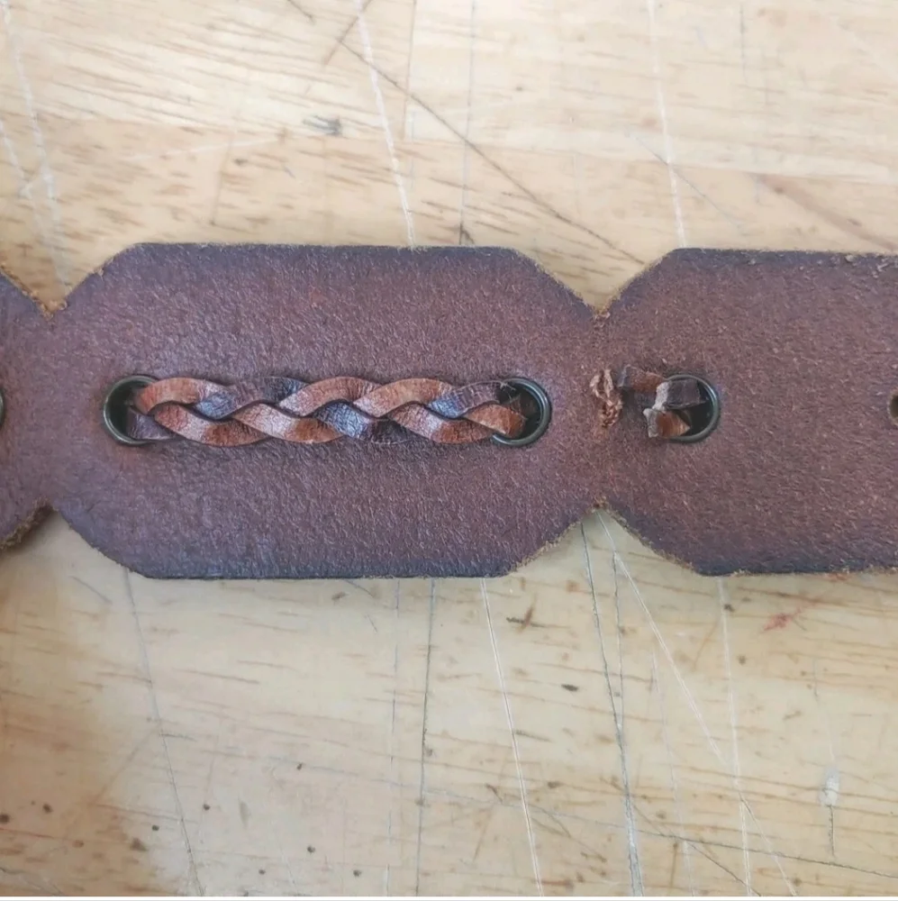 Fossil Tooled Leather Belt Dark Brown Braided Plus 36